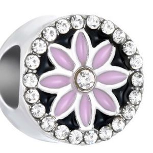Pink Flower Bling Stone Charm Bead 4 Pandora